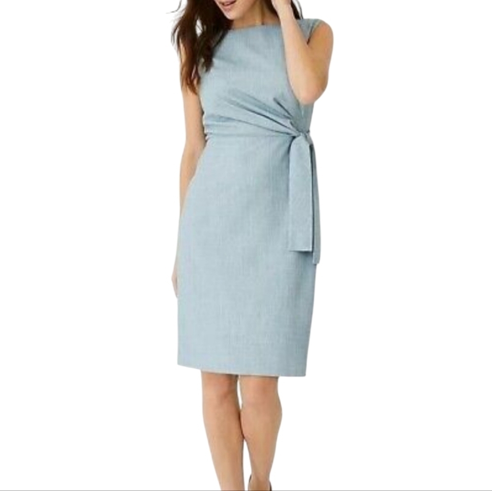 NWT Ann Taylor The Petite Tie Waist Sheath Dress in Cross Weave Size 4 Petite